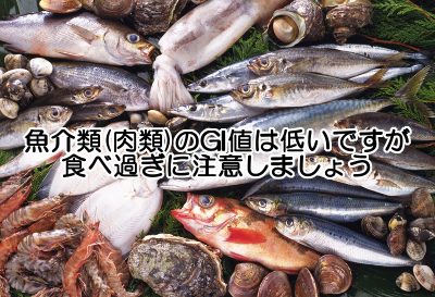 魚介類と肉類はgi値が全体的に低く栄養価も高いのでおすすめの食材のひとつですが質が悪良いものをなるべく食べましょう