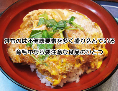 丼ものは健康に悪いものばかり｜育毛食とは当然なりえない